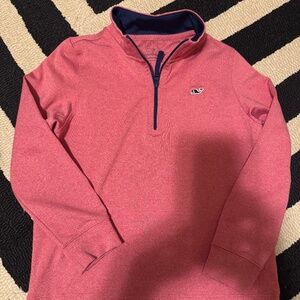 Boys Vineyard Vines Half zip up Preppy Salmon Long Sleeve Top Sz 5